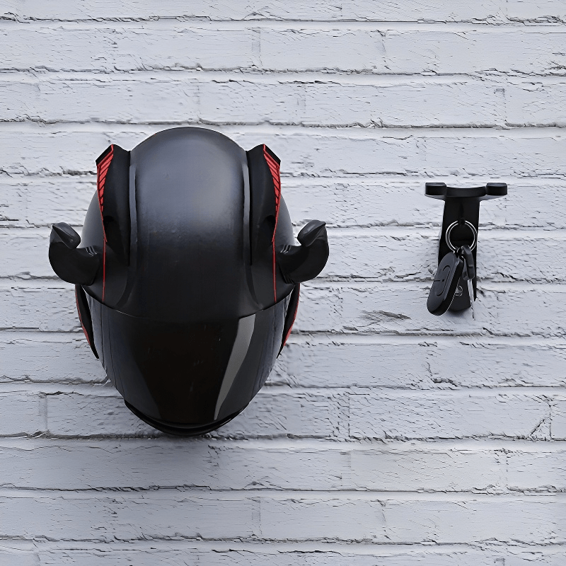 Unisex Adult ABS Wall Mount Helmet Hook Rack with Key Storage