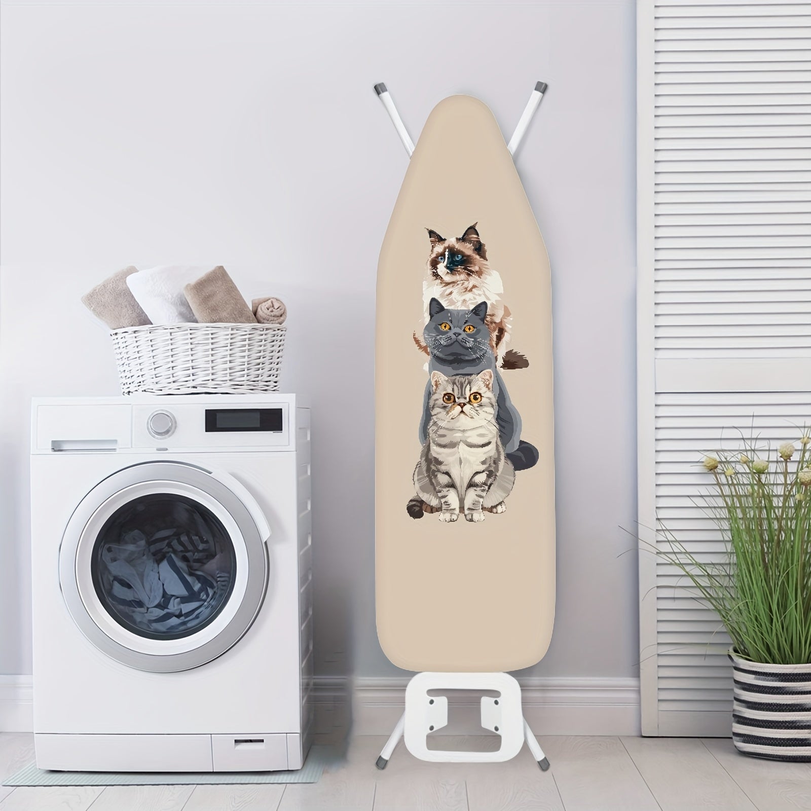 Funda para tabla de planchar Elastic Edge con diseño de gato, compatible con tablas estándar