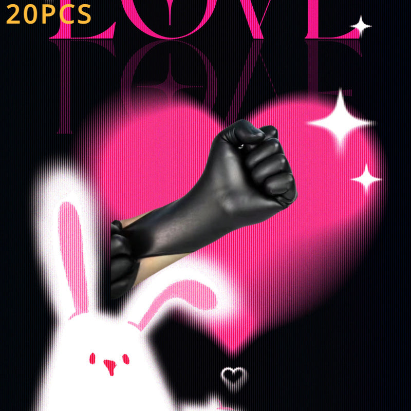 20 Black Nitrile Gloves Pack Waterproof Oil Resistant Food Prep Cleaning