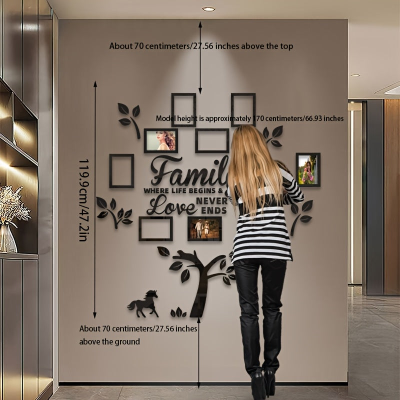 10-Donali akrilik oynali devor stikerlari daraxt foto ramkasi to'plami uy bezatish uchun