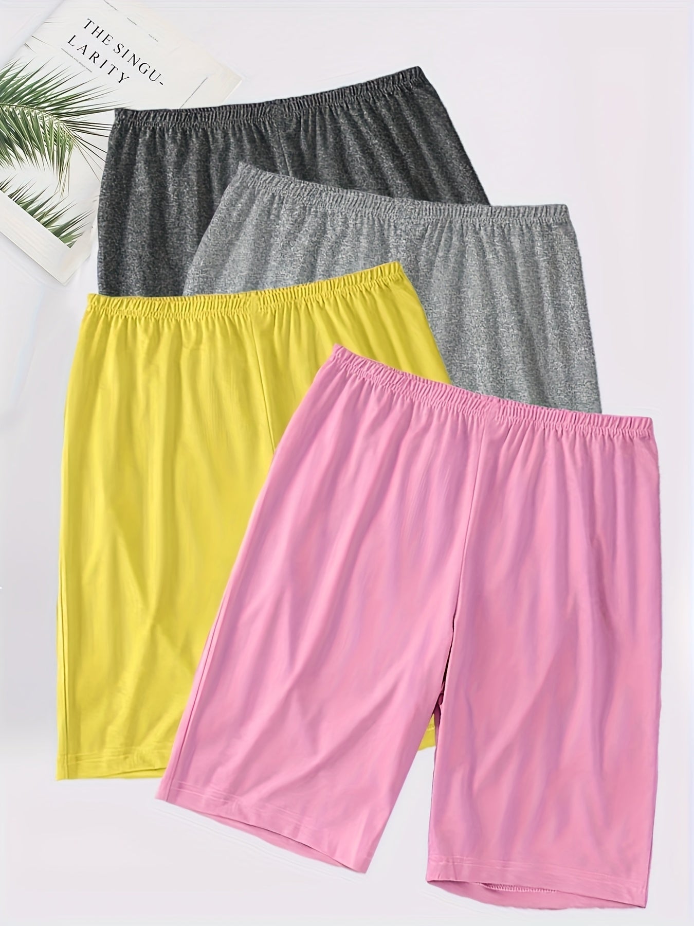 Ayollar uchun katta o'lchamli uyqu shorti, elastik bel, barcha mavsum uchun dam olish, 4 rang