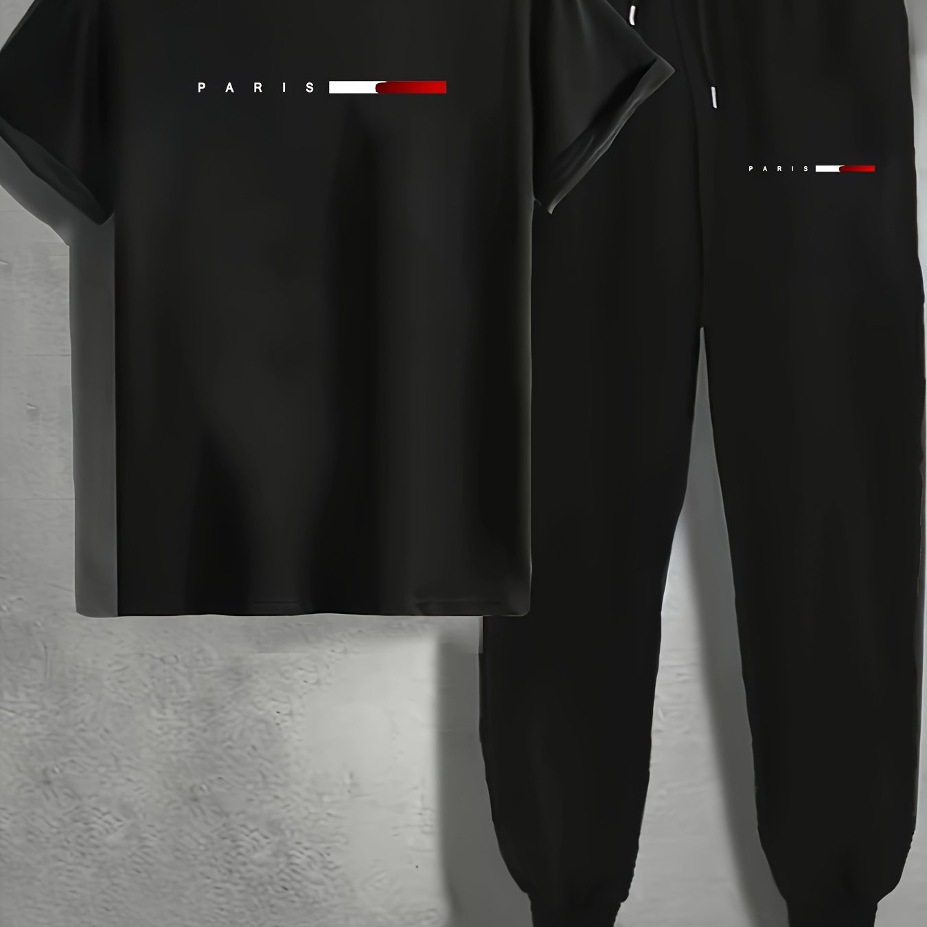 Men's Summer T-Shirt and Trousers Set Casual Letter Print Loose Fit Polyester