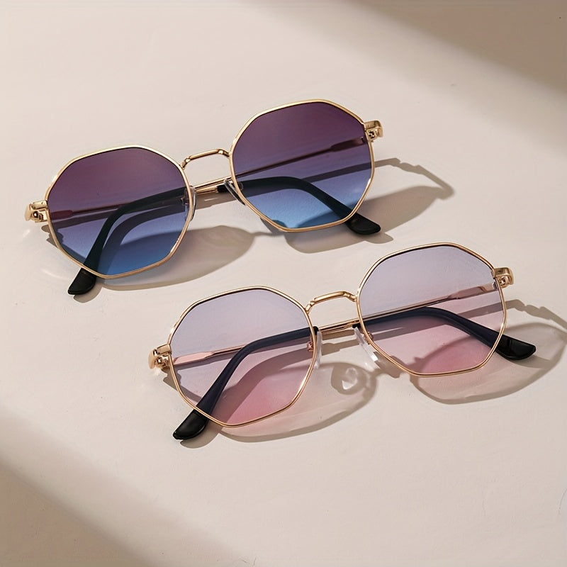 Ayollar va erkaklar uchun polygonal metall shisha to'plami, kundalik gradient dizayni, plyaj partiyasi aksessuarlari