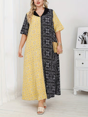 Plus-Size ayollar kiyimi rang-barang gullik bosma oddiy o'rta sharq