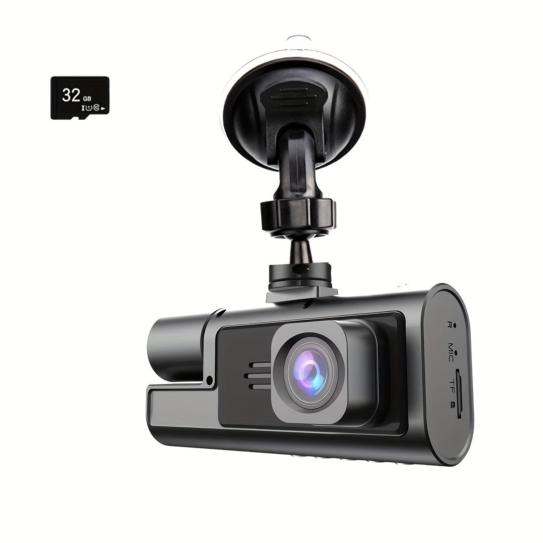 Three-Lens 1080P HD Car Dashcam with Night Vision and Reversing Camera