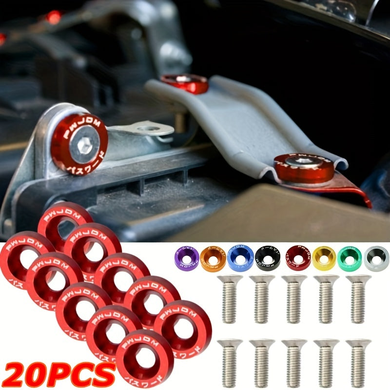 20 Pcs Aluminum M6 Fender Washer Bolts for Car License Plate Accessories