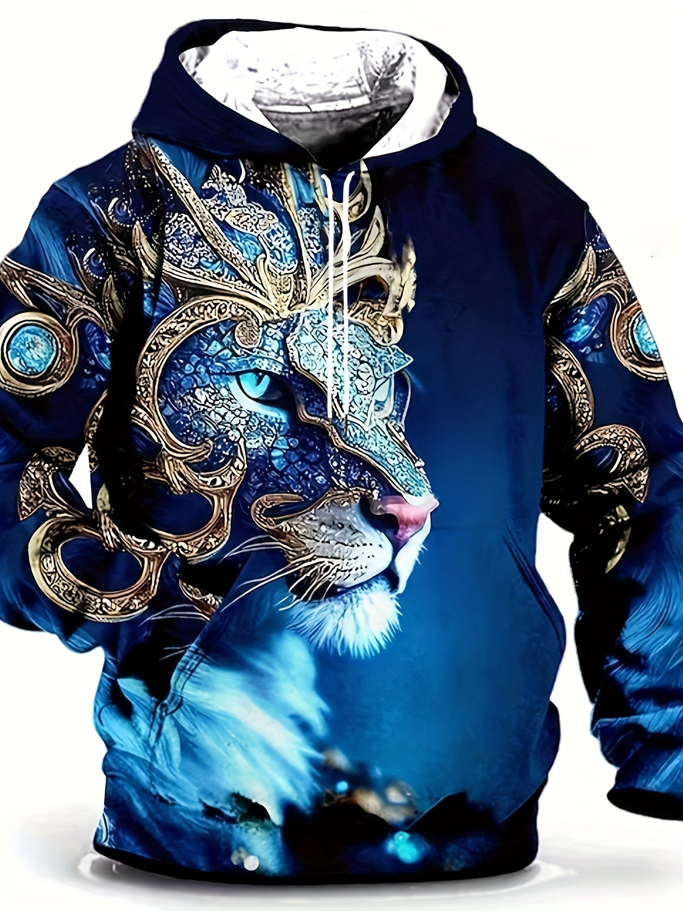 Plus Size Oversized Hooded Sweatshirt with 3D Tiger Print for Autumn Winter