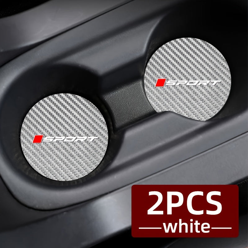 2pcs Non-Slip Carbon Fiber Car Cup Holder Coasters Round Interior Accessories