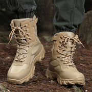 Men's Tactical High-Top Boots Lightweight All-Season Sports Zipper Lace Closure