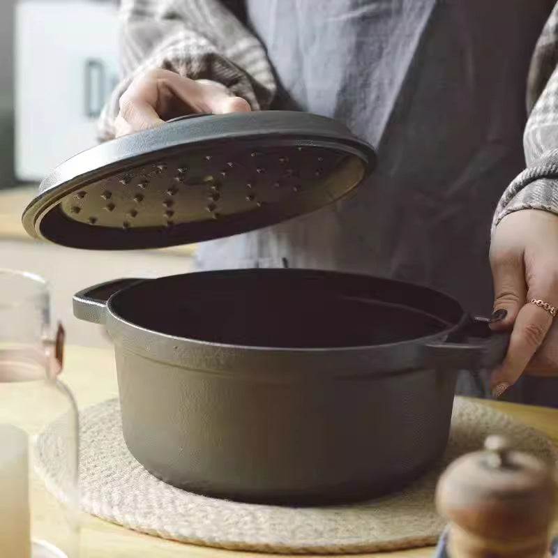 Cast Iron Stew and Soup Pot with Lid Durable Kitchenware for Home Cooking