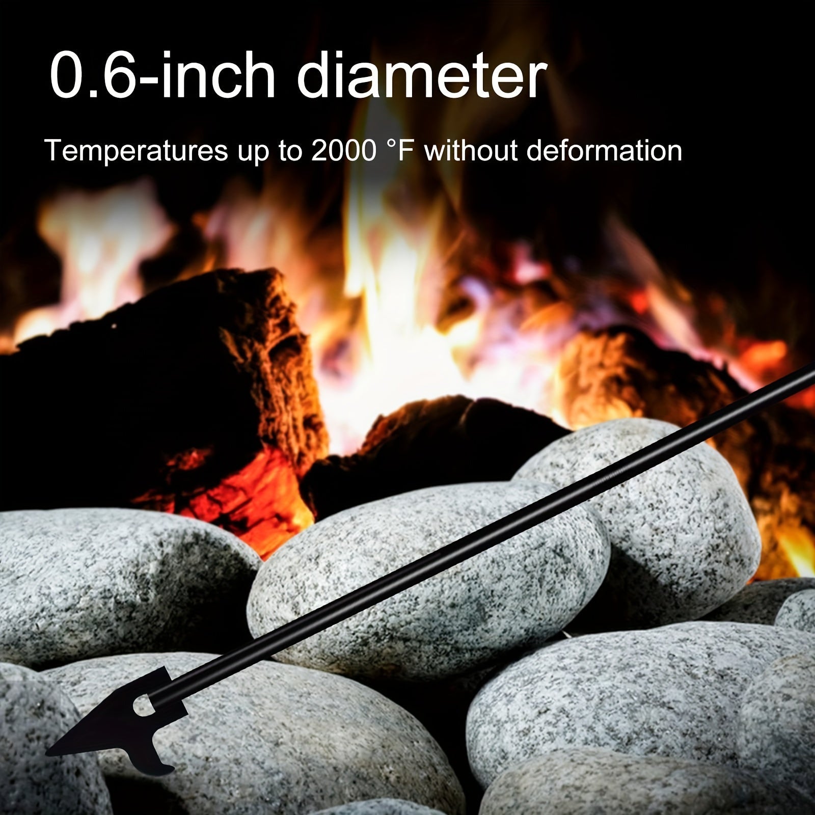 39-Inch Fire Poker with Wooden Handle for Fire Pits and Campfires