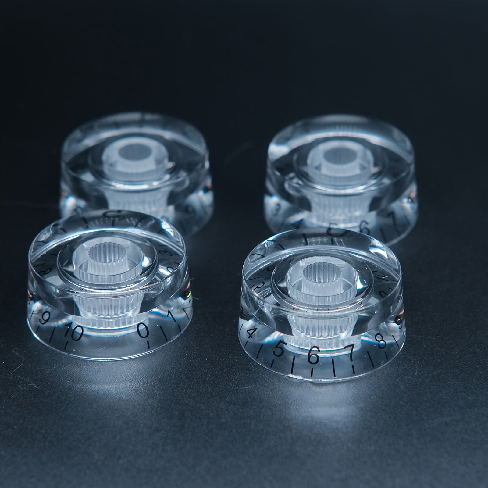 Acrylic Electric Guitar Knobs Set of 4 with 24 Fine Splines for Speed Control