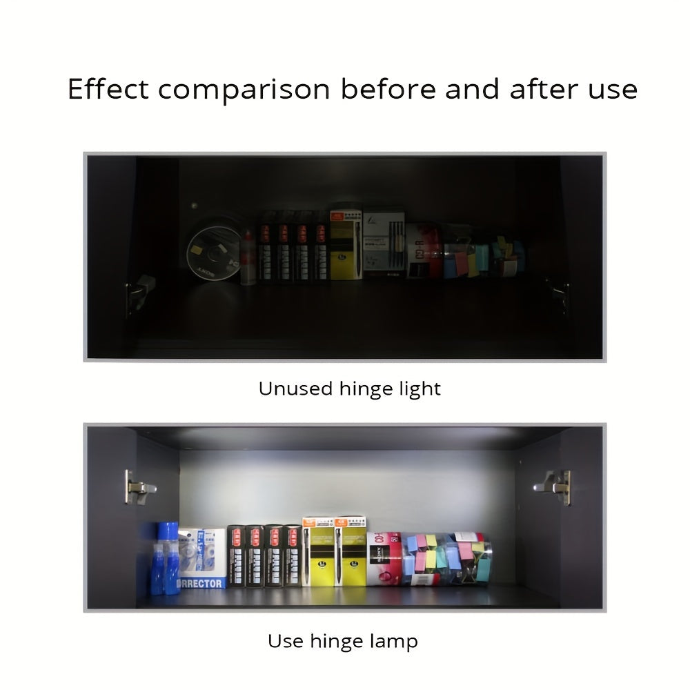 10pcs RGB LED Hinge Lights Touch-Activated Adjustable Height Battery-Powered for Wardrobe Bathroom Storage