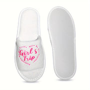 Women's Plush Open-Toe Slide Slippers with Hot Pink Print, Lightweight and Comfortable