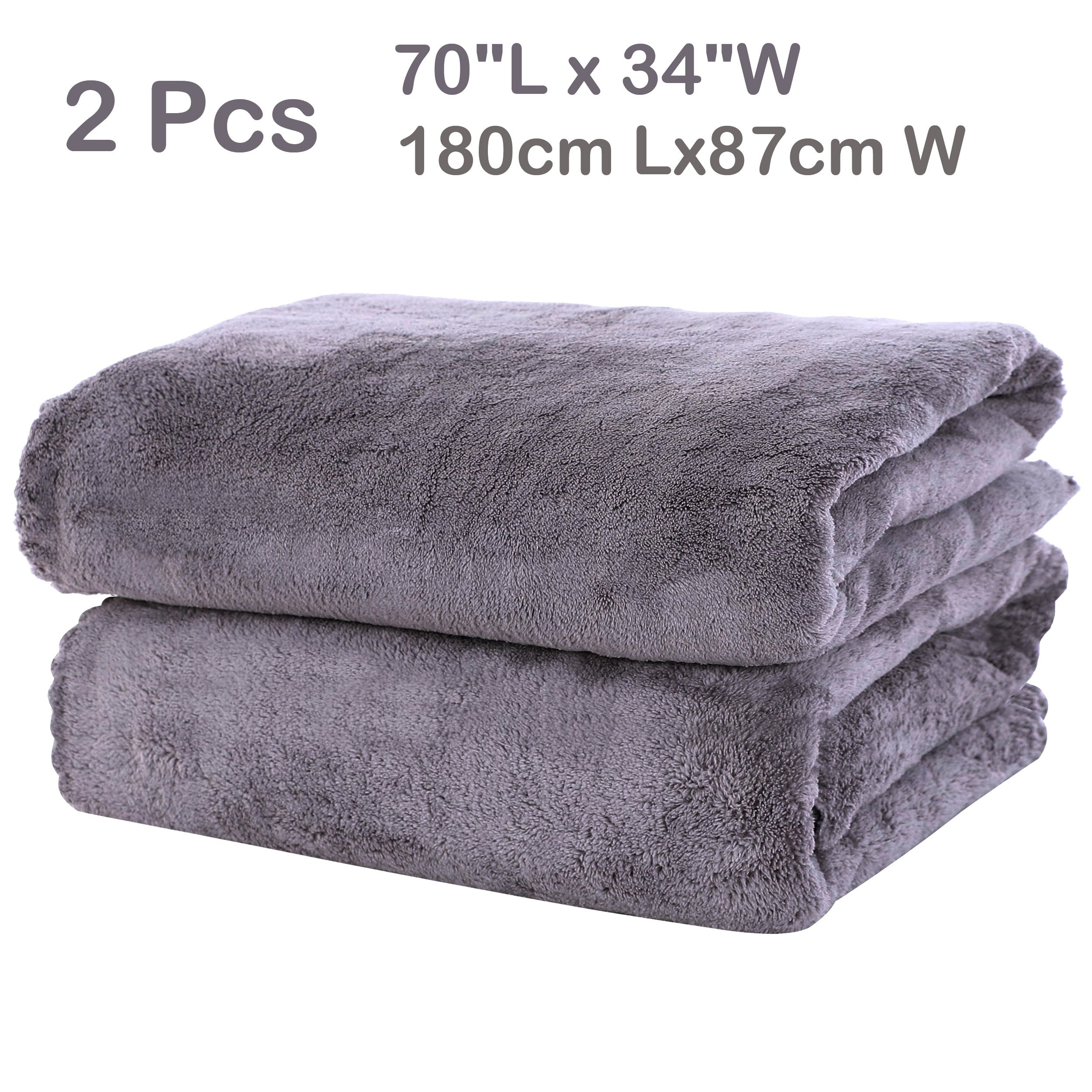 2-Piece Polyester Coral Velvet Bath Towel Set Highly Absorbent Soft for Bathroom Fitness Travel