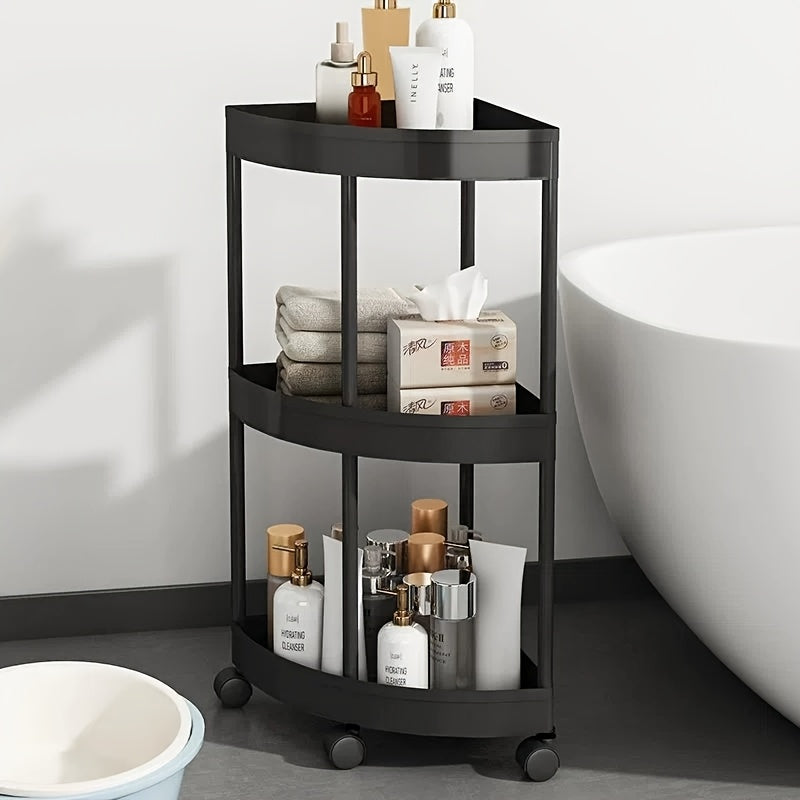 Plastic Mobile Storage Cart with Multi-Tier Shelves for Kitchen Bathroom and Living Room