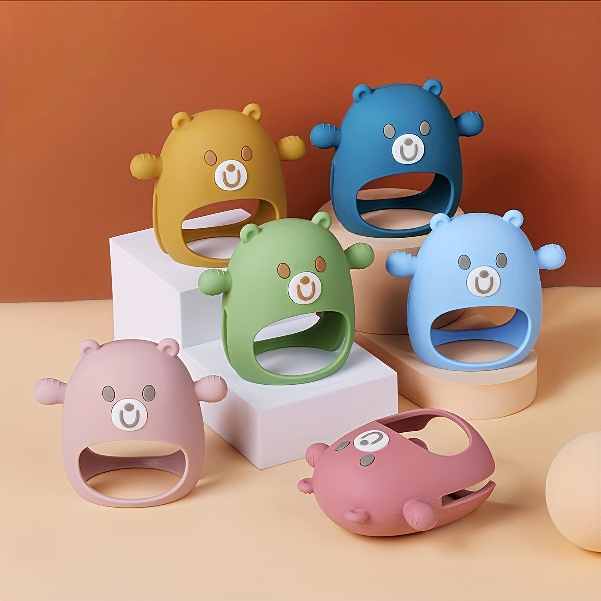 Силиконовая прорезыватель для малышей от 6 месяцев, без BPA, жевательная игрушка, ручной соска