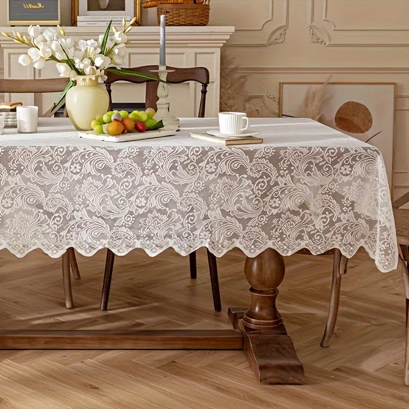 Paisley Lace Tablecloth and Rectangular Polyester Table Runner for Dining and Coffee Tables