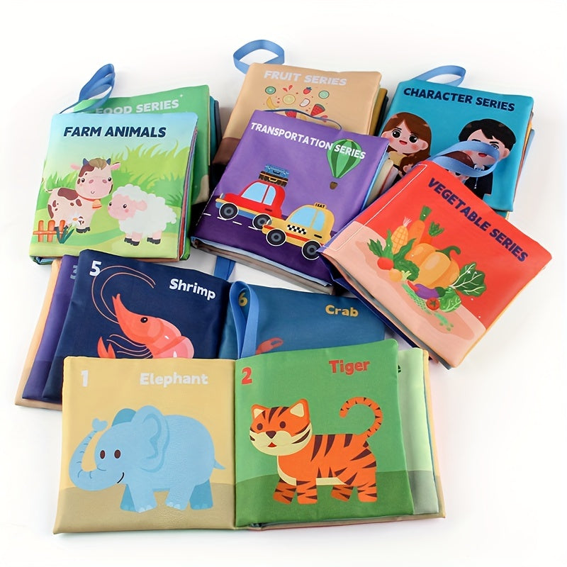 Set of 8 Baby Cloth Books for Infants with Animal Designs, Soft and Educational
