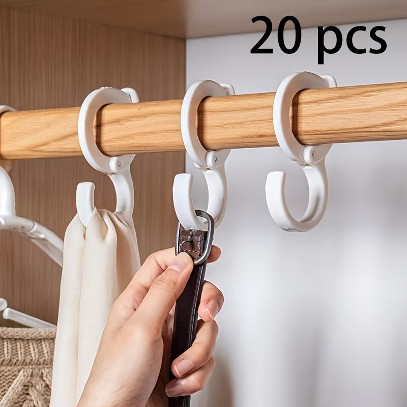 Ganchos en S plegables de plástico blanco para armario, cocina, baño y almacenamiento