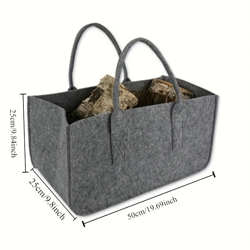 Firewood Carrier Bag Felt Log Tote with Handles for Fireplace Outdoor Use