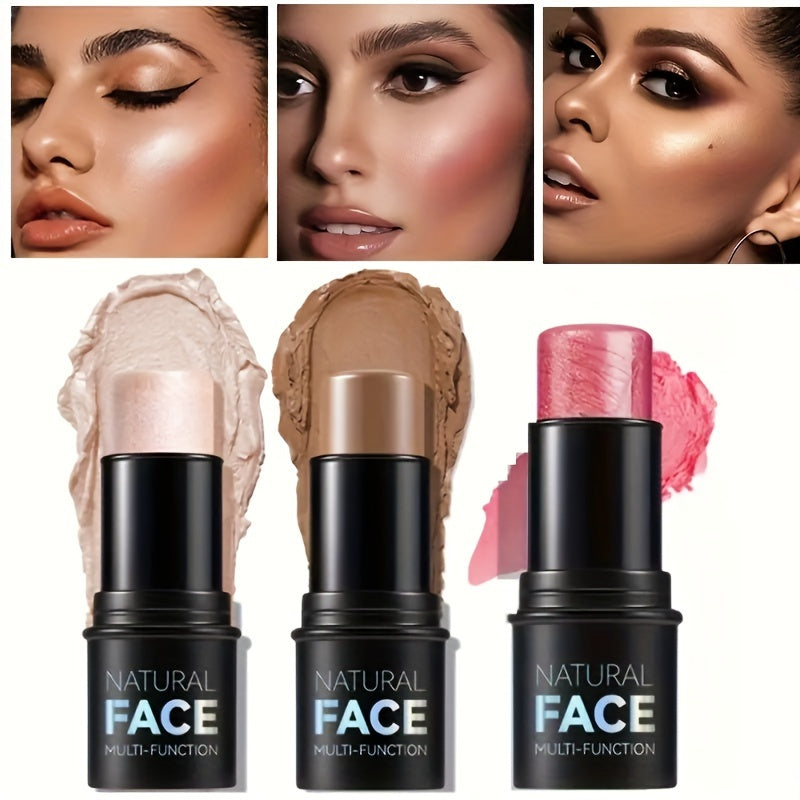 Women Contour Stick with Natural Blush Highlighter Concealer Makeup Kit