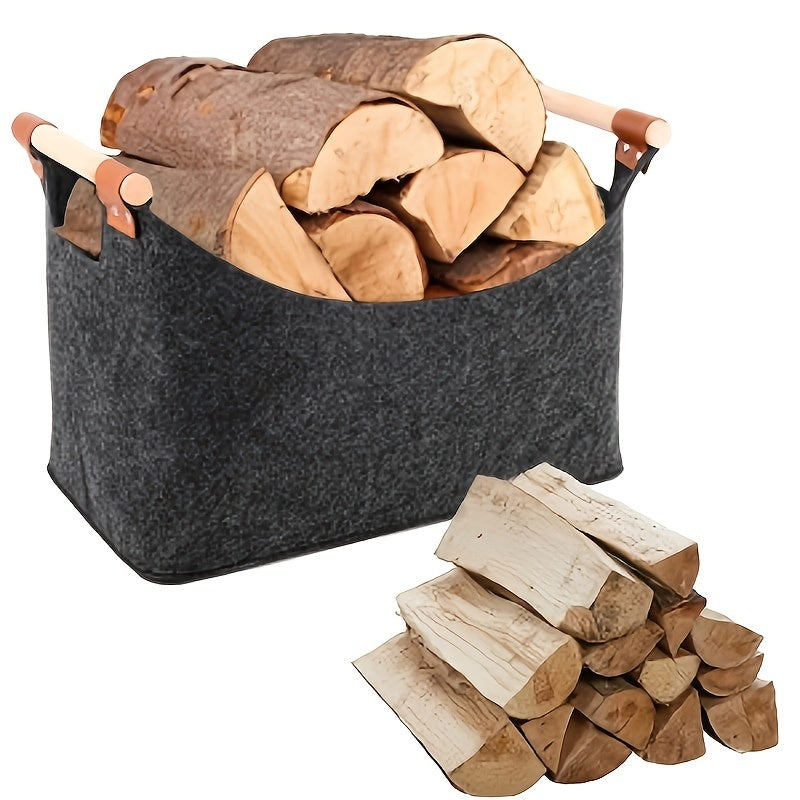 Large Capacity Firewood Carrier with Handles for Indoor Storage of Firewood Toys and Clothes