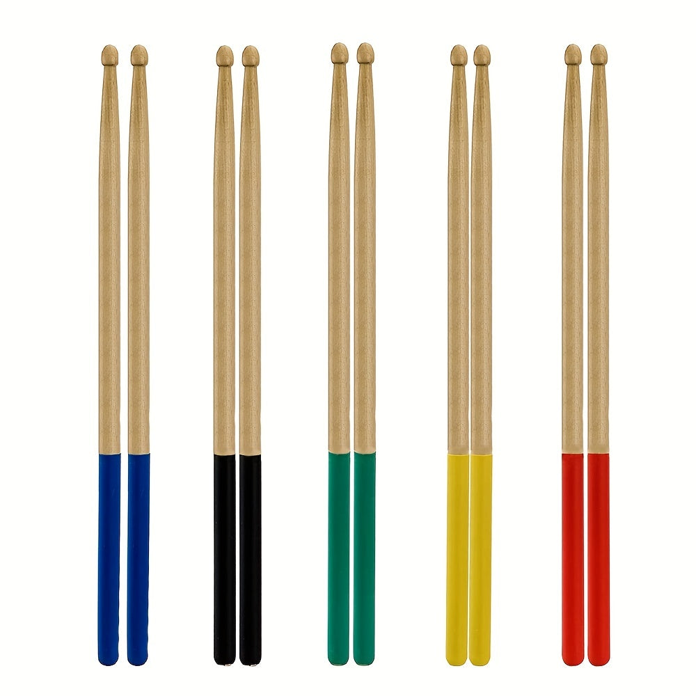 Maple Drumsticks with Non-Slip Rubber Handle for Beginners in 5 Colors