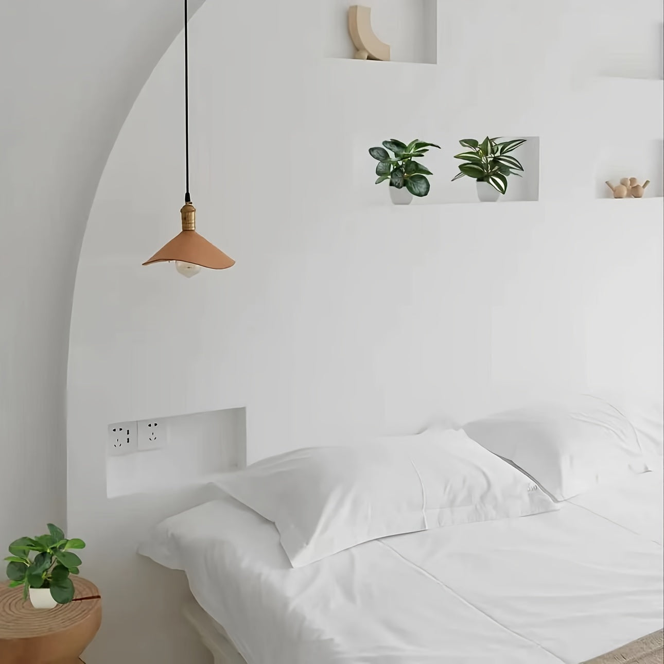 Artificial Greenery Set 4 Pieces in White Pots Watermelon Leaf Design for Home Office Decor