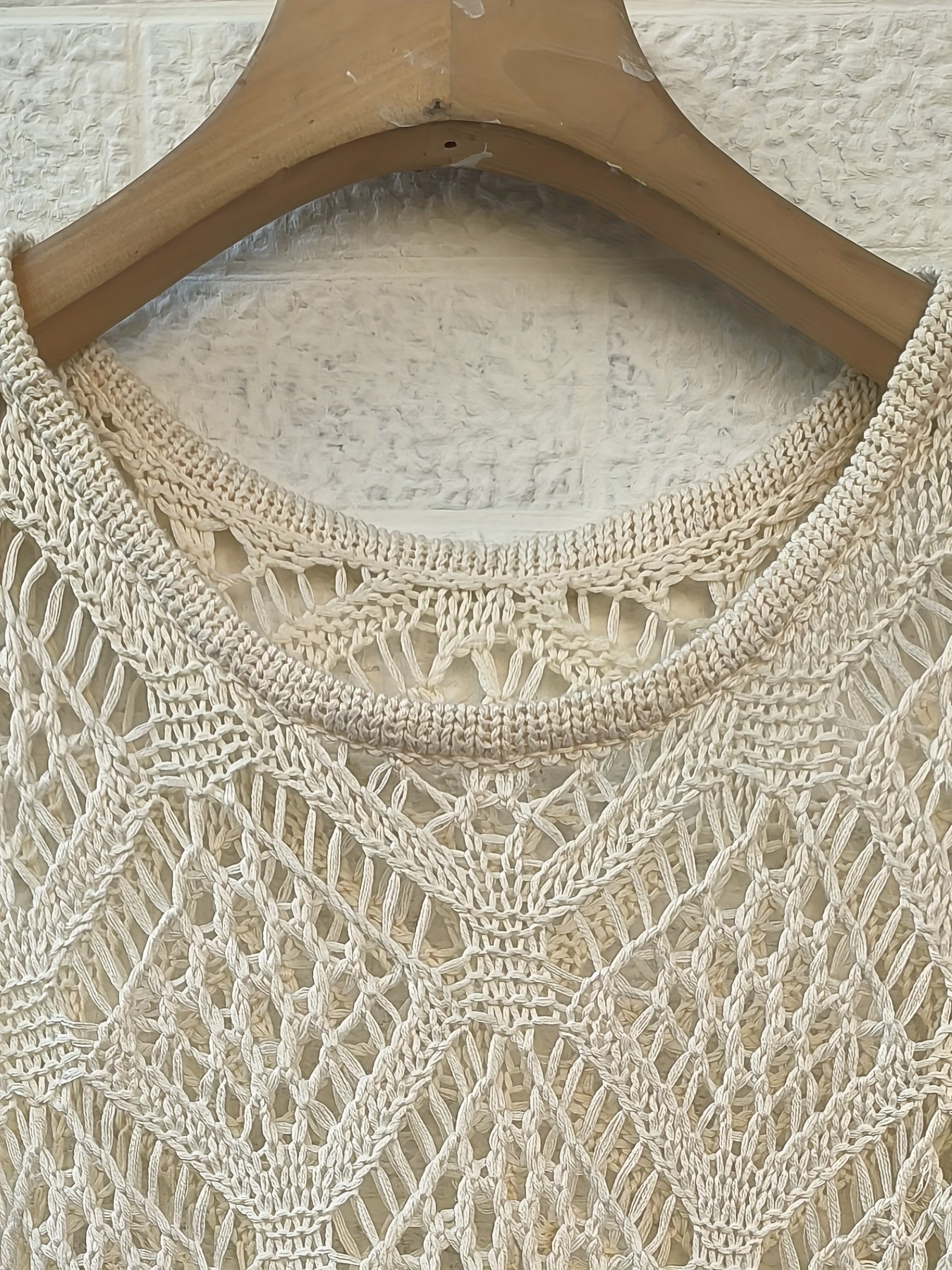 Plus Size Crochet Top Women Sleeveless Beige White Lace Casual Summer