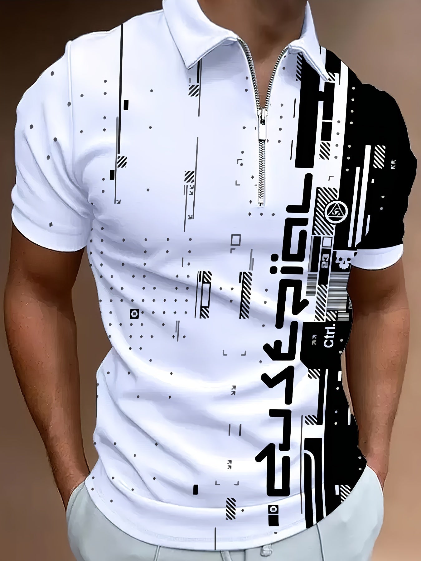 Camisa polo de hombre de manga corta, casual, de poliéster, con cuello de solapa, talla grande