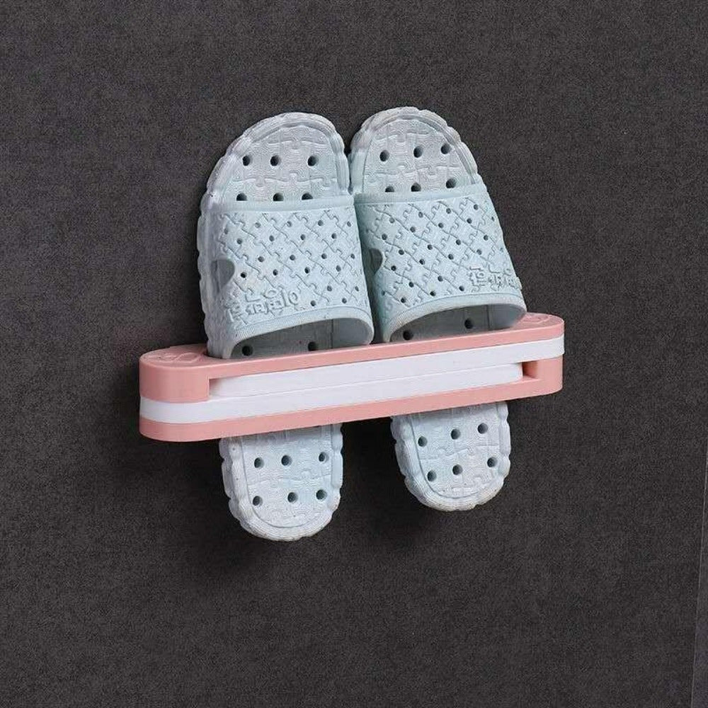 Wall-Mounted Shoe Rack with Folding Design Fits 3 Pairs Durable Plastic Storage