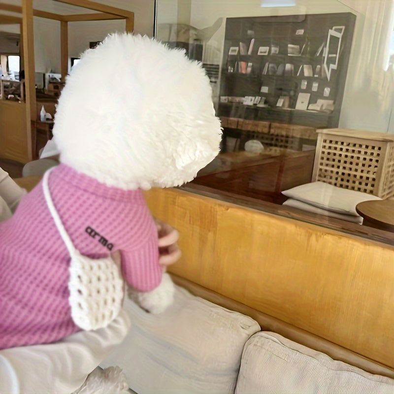 Suéter de punto para mascotas pequeñas con patrón de cuadrícula de piña en varios colores