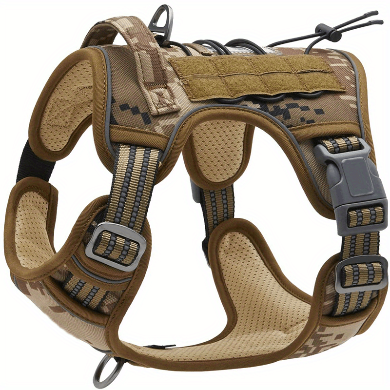 Adjustable Large Dog Harness Reflective Camouflage Polyester Training Control
