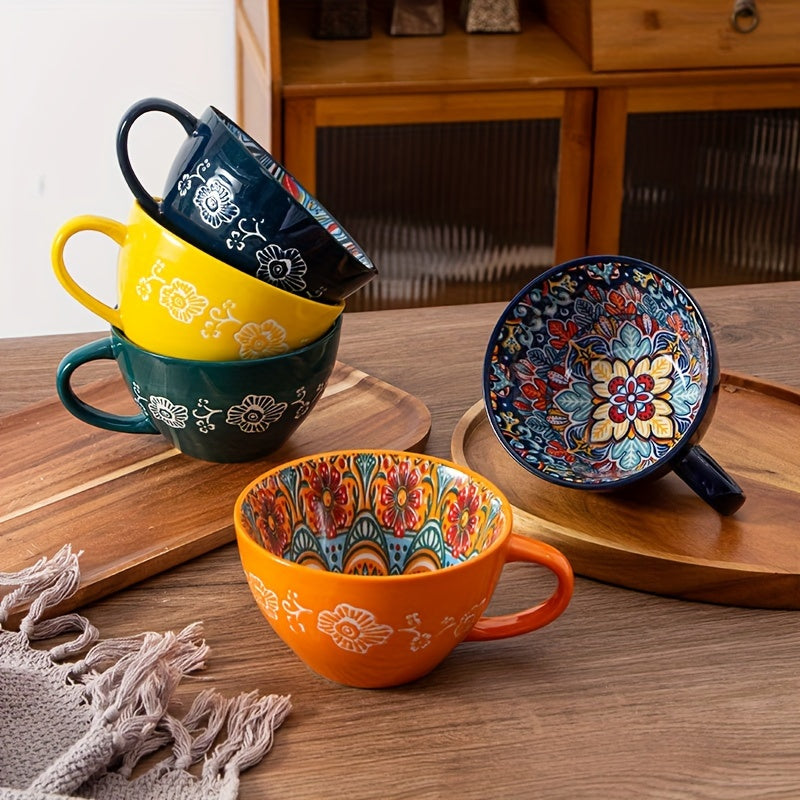 15oz Ceramic Mug with Handle for Coffee Tea Latte and Soup