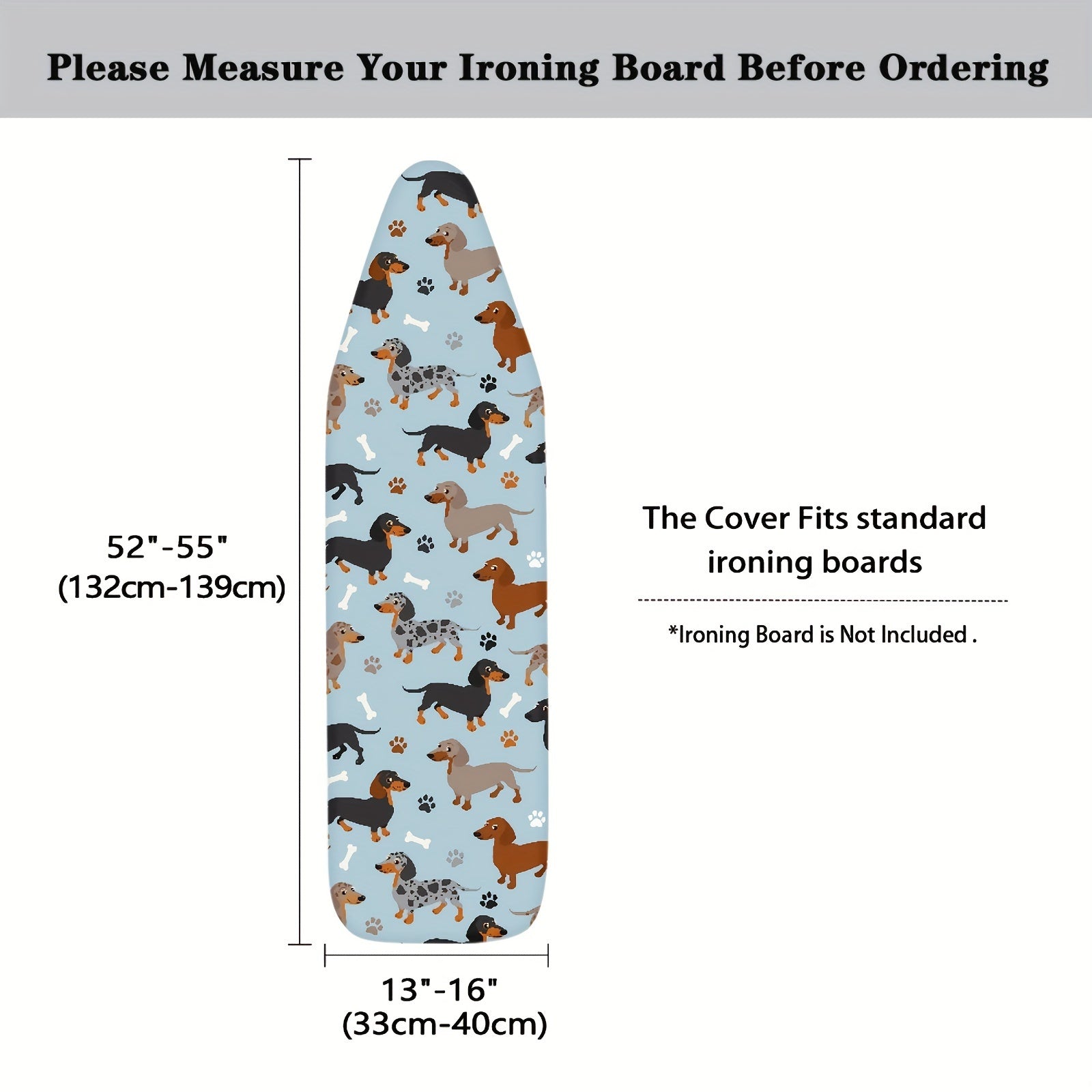 Dustproof Ironing Board Cover with Dachshund Pattern, Waterproof, Easy to Install