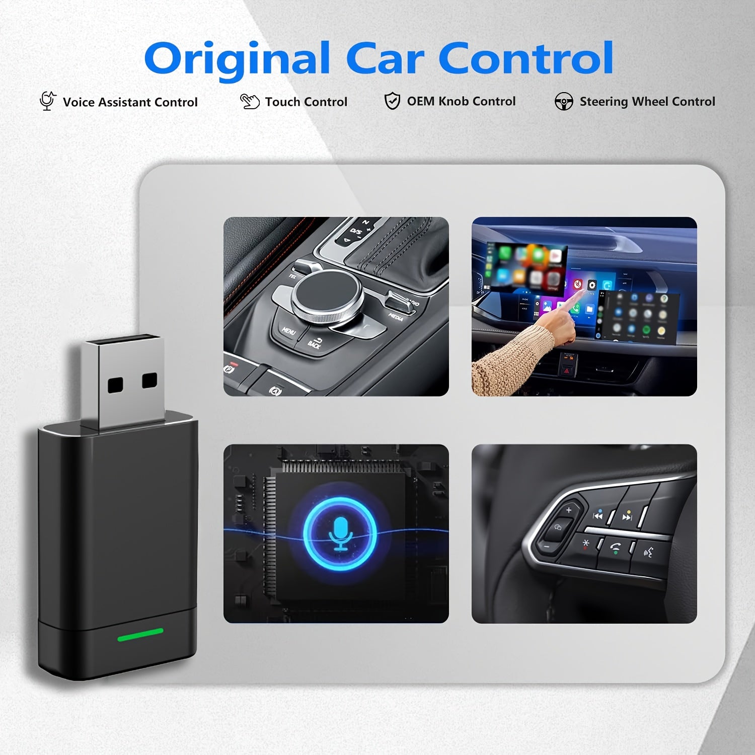 Wireless Carplay and Android Auto Adapter for OEM Systems 2-in-1 USB Dongle
