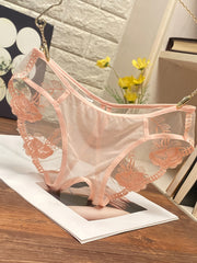 Women's Erotic Lingerie Lace Embroidery Mesh Triangle Underwear