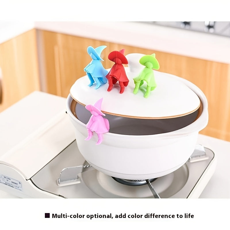 Silicone Pot Lid Holder with Anti-Spill Edge Clamp for Kitchen Use High-Temperature Resistant