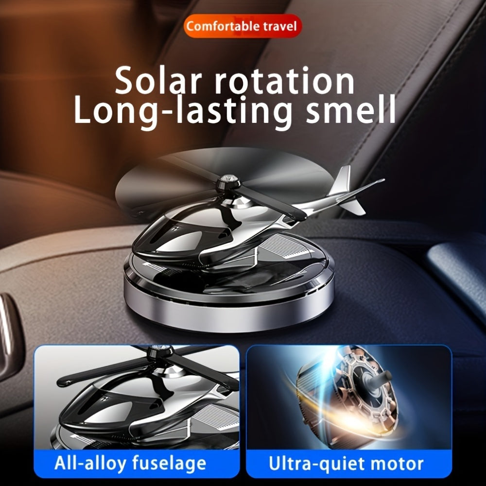 Solar-Powered Helicopter Car Air Freshener Aluminum Alloy Long-Lasting Natural Fragrance