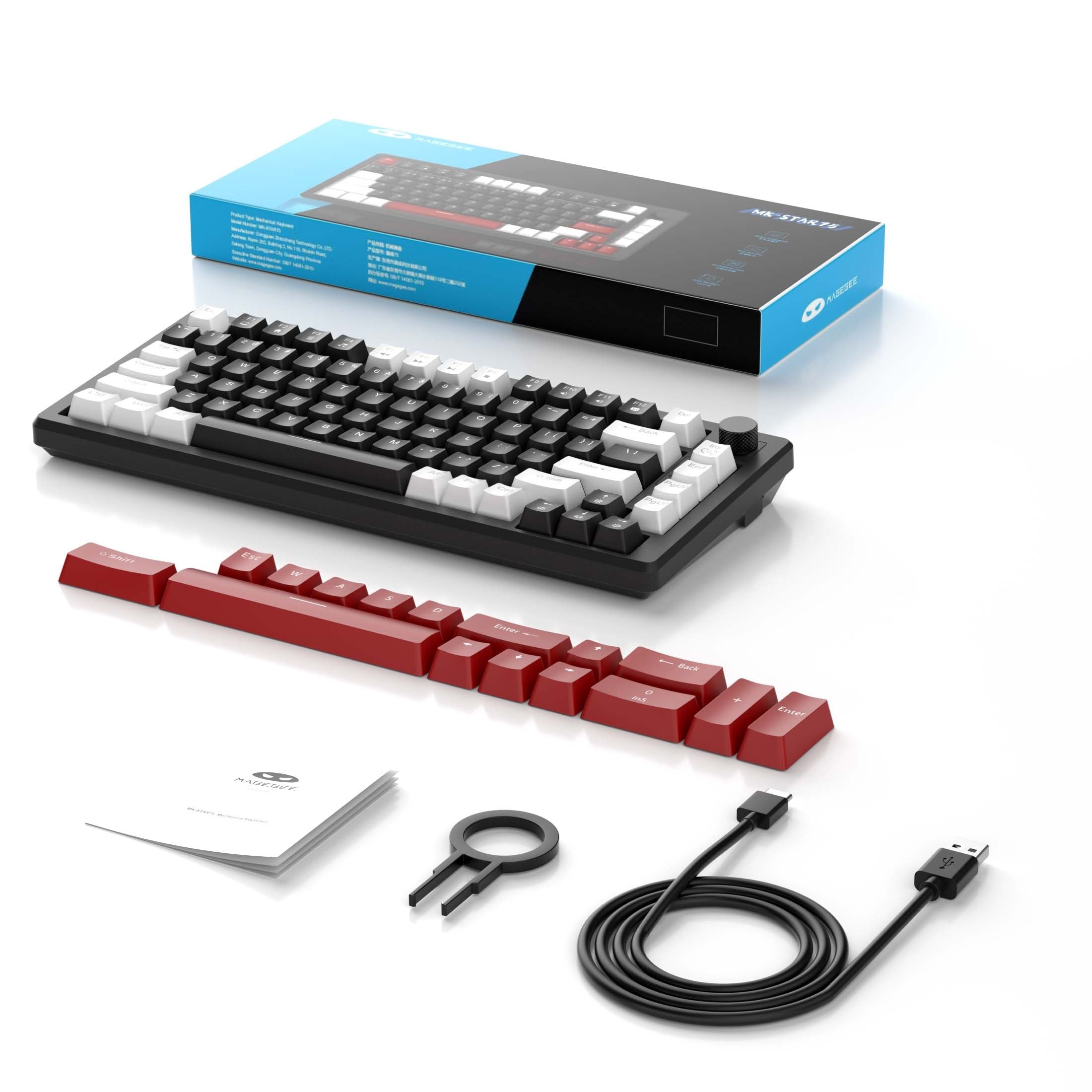 75% Mechanical Gaming Keyboard with Ice Blue Backlight Yellow Switches Ergonomic Design NKRO USB