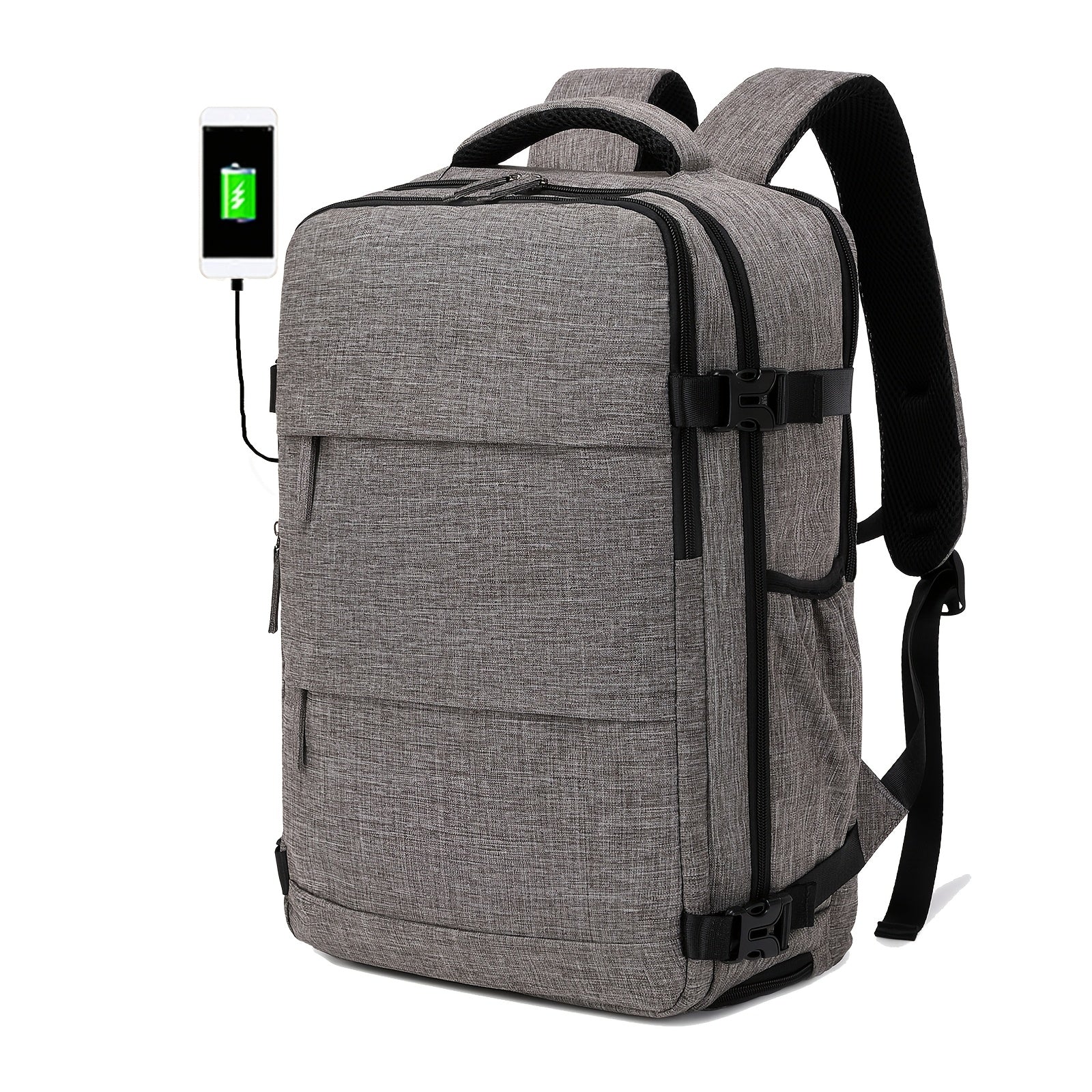 Ayollar uchun sayohat backpacki, poyabzal bo'limi bilan, noutbuk sumkasi, sozlanadigan kamar, zip yopilishi