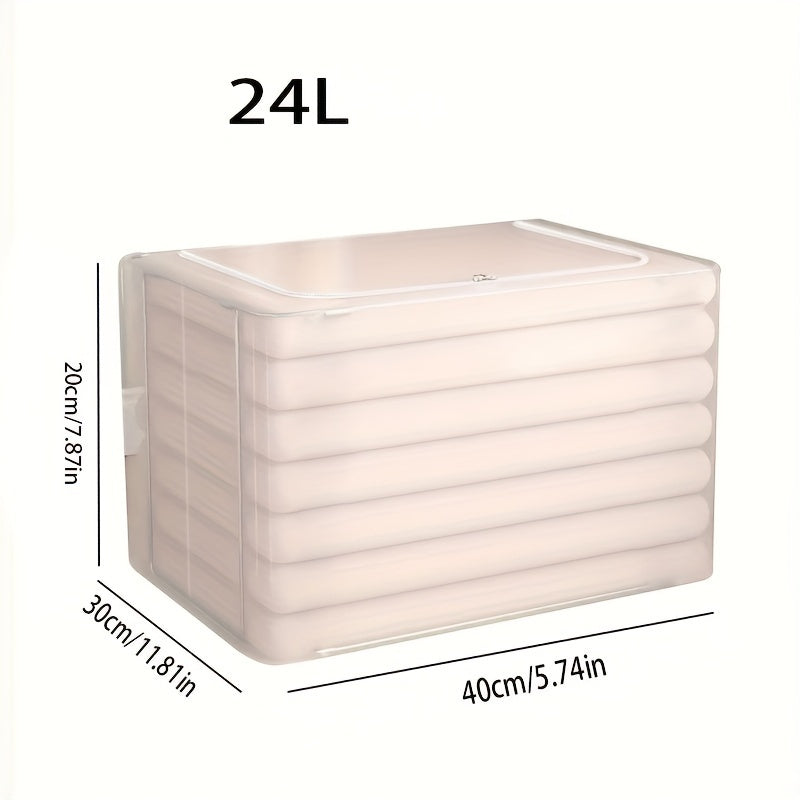 Large Capacity Clothes Storage Box with Steel Frame Waterproof Foldable Organizer for Seasonal Items