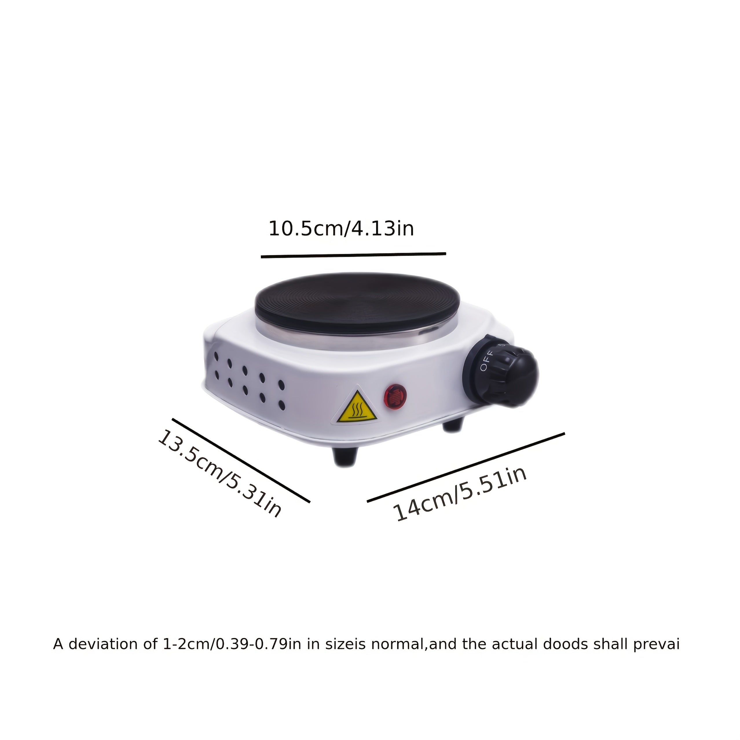 Electric Stove with Adjustable Temperature Control Cast Iron Plate 500W White Black for Kettles Moka Pots