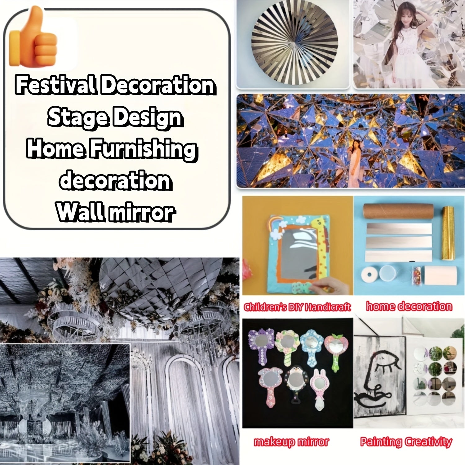 30x100cm Self-Adhesive Mirror Wall Sticker Roll with Glossy Surface for Bathroom Walls