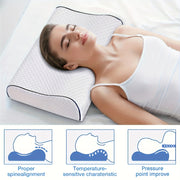 Memory Foam Neck Pillow with Removable Cover for Travel and Sleep