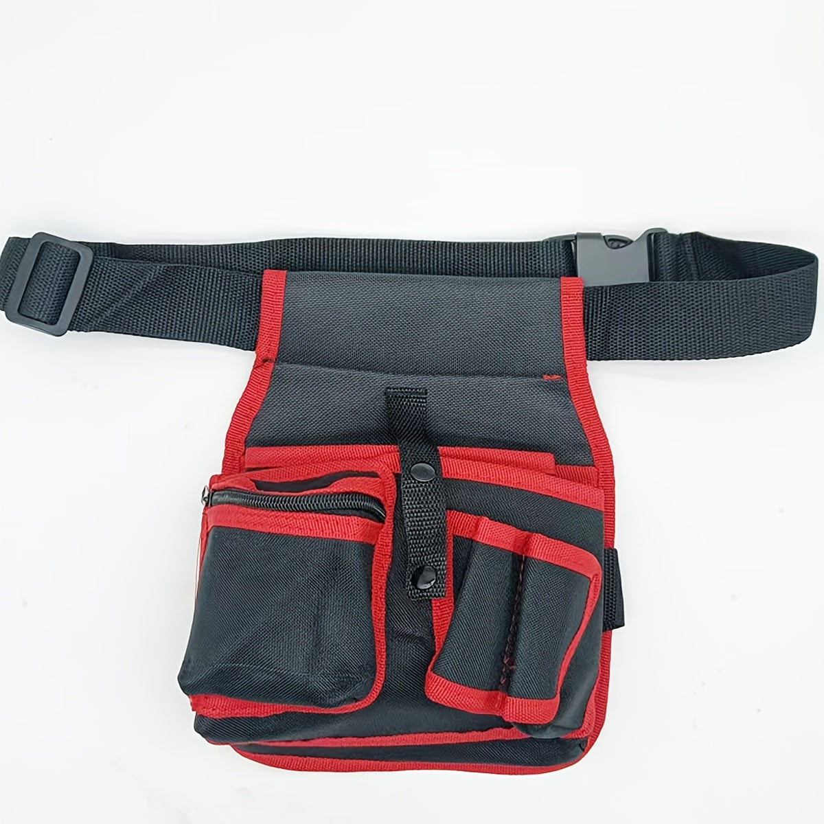 Black Leatherlike Electrician's Multi-Tool Waist Pouch with Compartments