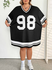 Plus Size Women's Graphic V-Neck Short Sleeve Dress All-Season Comfort