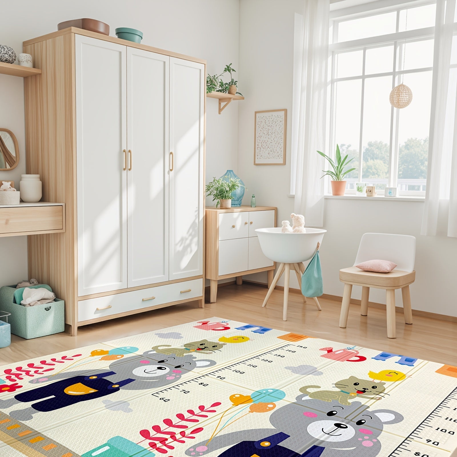 Reversible Non-Slip Waterproof Play Mat with Travel Bag for Indoor and Outdoor Use