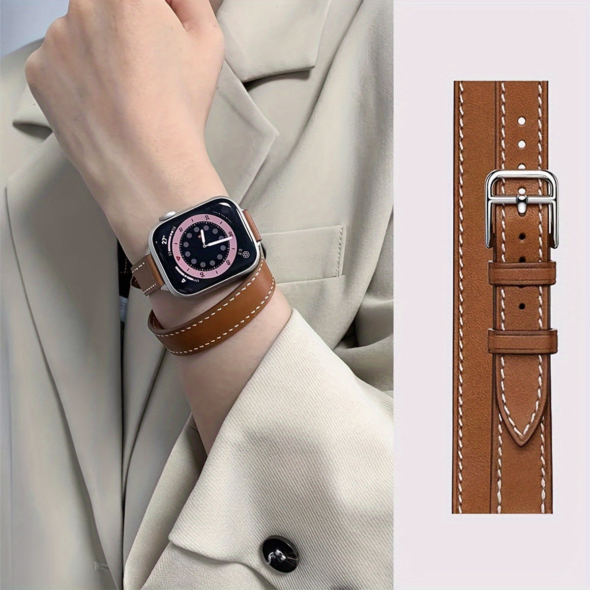 14-ta qismli ko'p rangli sun'iy charm smart soatlar uchun bantlar, iWatch Series SE/1-9 va Ultra bilan mos keladi, erkaklar va ayollar uchun mos keladigan ikki marta aylantiriladigan moslashuvchan.